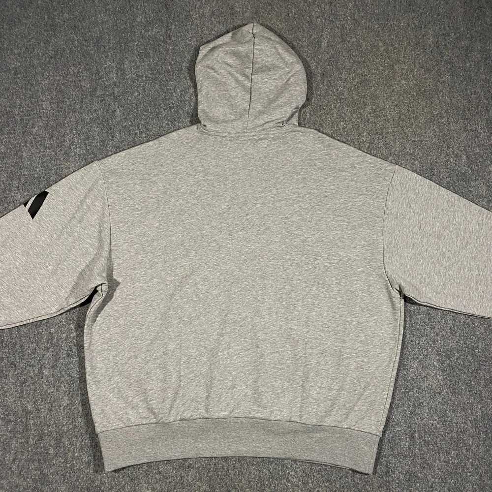 Adidas Essential 3 Bar French Terry Hoodie Adult XL Loose Fit Heather Gray Black